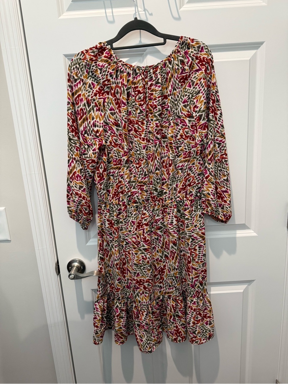 Cato Geometric Print Dress in Pink, Mustard, Olive—Medium - Picture 6 of 7